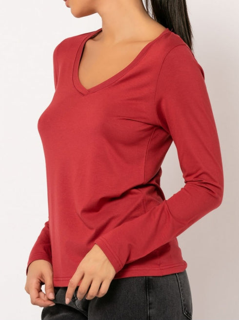 Μπλούζα με V λαιμόκομψη